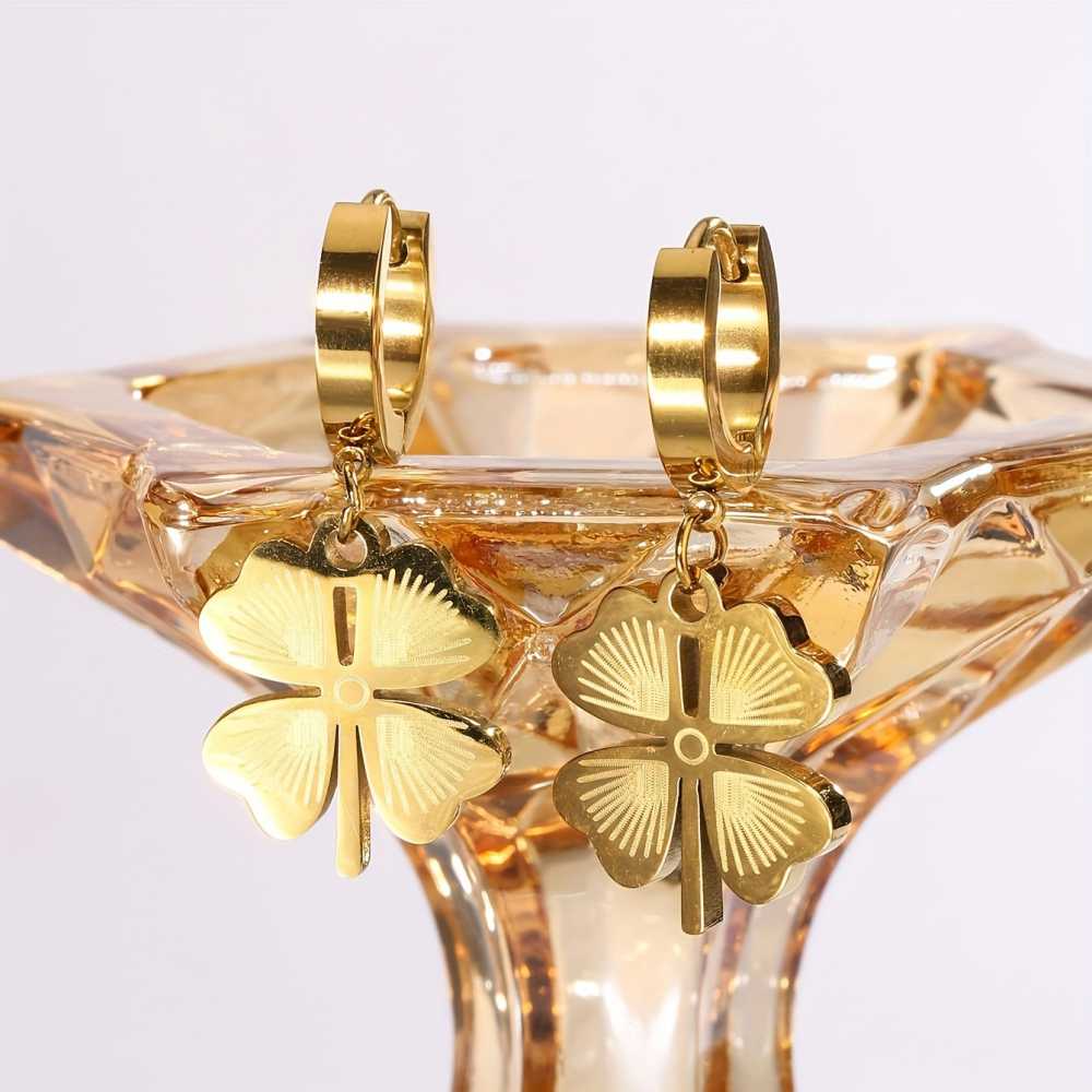 Luxury Clover Jewelry Set for Women Golden Plated Necklace & Earrings