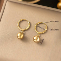 Layered Minimalist Gold Bead Pendant Necklace and Earrings Set 18K Plated