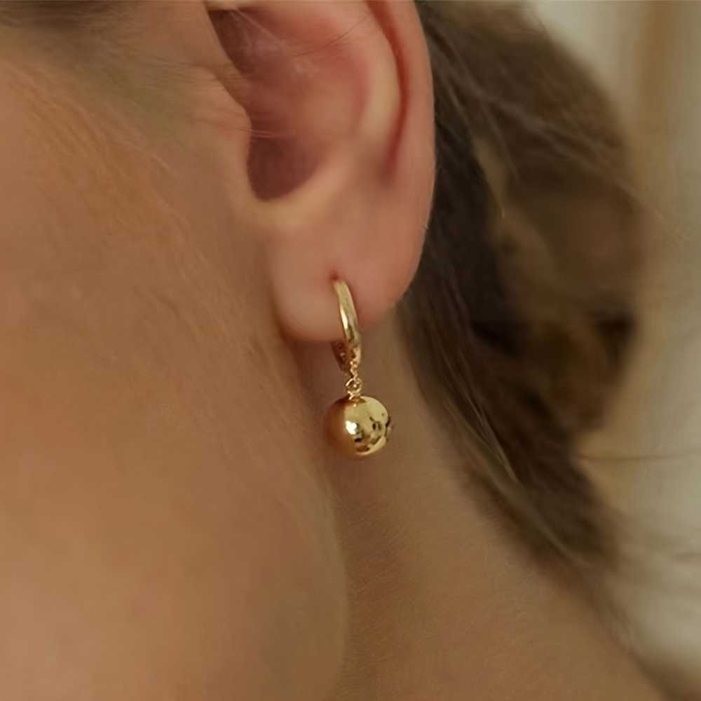 Layered Minimalist Gold Bead Pendant Necklace and Earrings Set 18K Plated