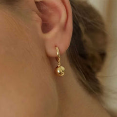 Layered Minimalist Gold Bead Pendant Necklace and Earrings Set 18K Plated