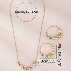 2pcs Earrings Plus Necklace Fashion Spinning Beads Gold Plated Jewelry Set
