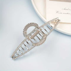 Elegant Zirconia Silver Alloy Hair Claw Non Slip Strong Grip for Thick Hair