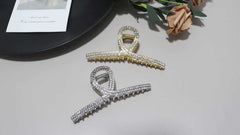 Elegant Zirconia Silver Alloy Hair Claw Non Slip Strong Grip for Thick Hair