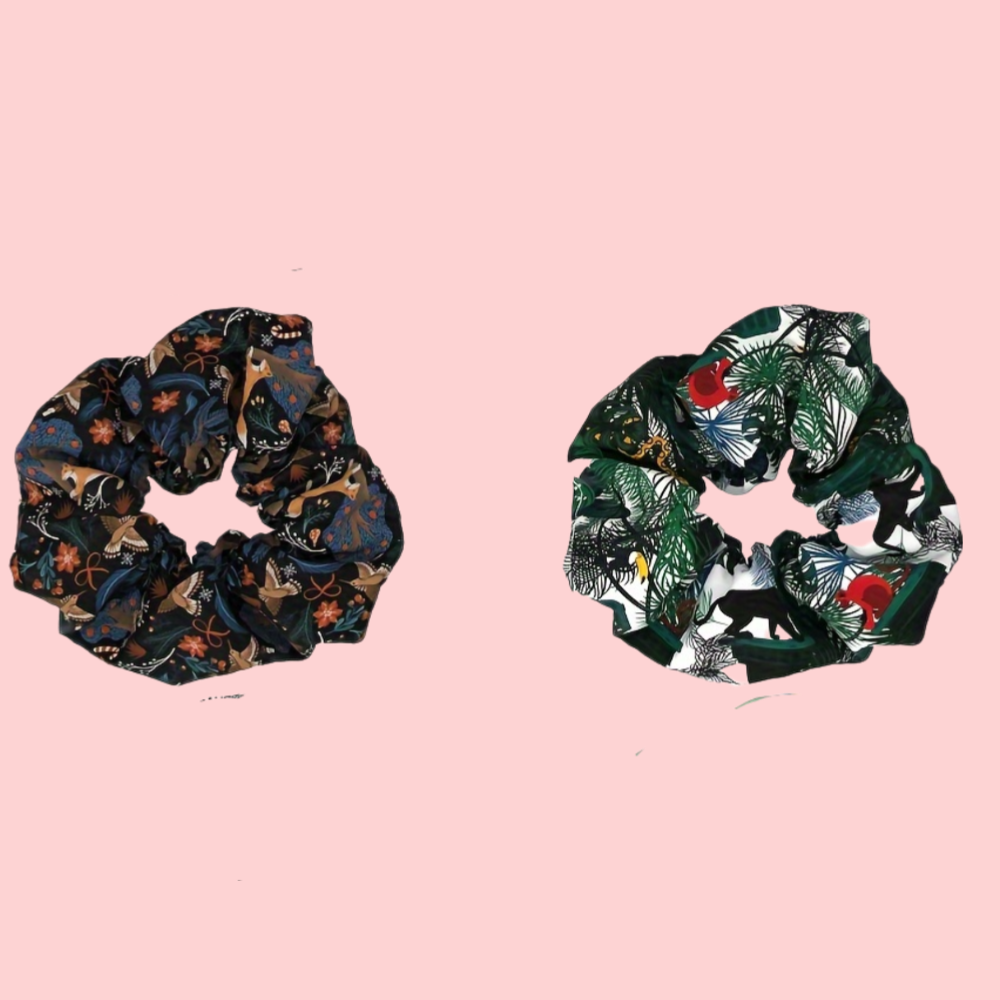 Jungle Animal Print Fabric Hair Scrunchie High Elasticity Ponytail Holder