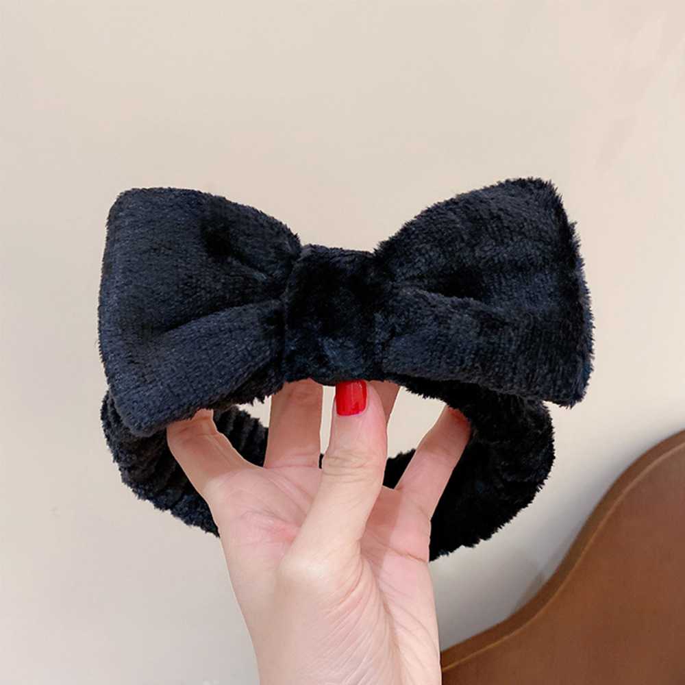 Cute Makeup Headband with Bowknot High Elasticity Coral Fleece Hair Wrap