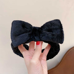 Cute Makeup Headband with Bowknot High Elasticity Coral Fleece Hair Wrap