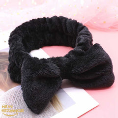 Cute Makeup Headband with Bowknot High Elasticity Coral Fleece Hair Wrap
