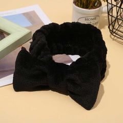 Cute Makeup Headband with Bowknot High Elasticity Coral Fleece Hair Wrap