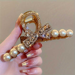 Large Pearl Hair Claw Clip Elegant Vintage Style for Thick Long Hair Women