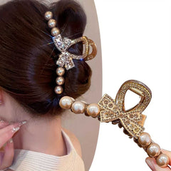 Large Pearl Hair Claw Clip Elegant Vintage Style for Thick Long Hair Women