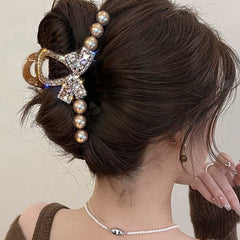 Large Pearl Hair Claw Clip Elegant Vintage Style for Thick Long Hair Women