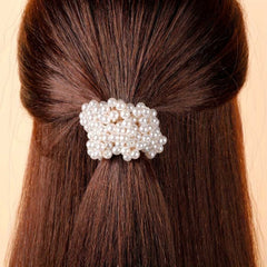 3pcs Elegant Faux Pearl Beaded Hair Ties Set Elastic Ponytail Holders