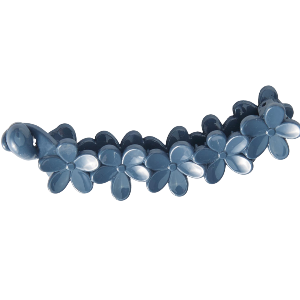 Elegant Solid Color Flower Hair Clip Plastic Curved Ponytail Holder for Women