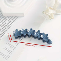 Elegant Solid Color Flower Hair Clip Plastic Curved Ponytail Holder for Women
