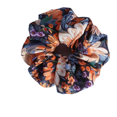 Elegant Vintage Floral Scrunchie Soft Fabric Hair Tie for Women