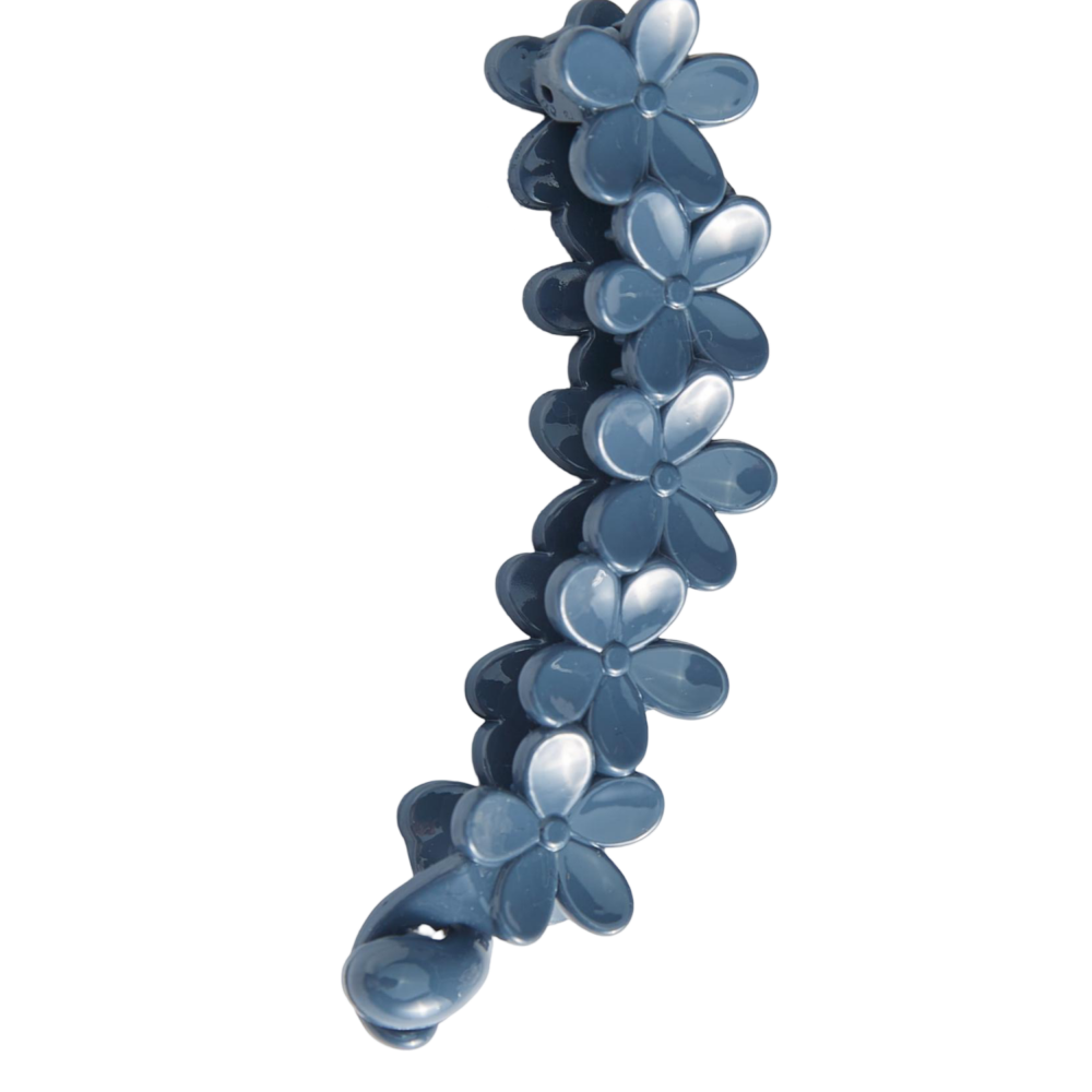 Elegant Solid Color Flower Hair Clip Plastic Curved Ponytail Holder for Women