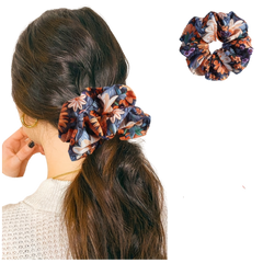 Elegant Vintage Floral Scrunchie Soft Fabric Hair Tie for Women