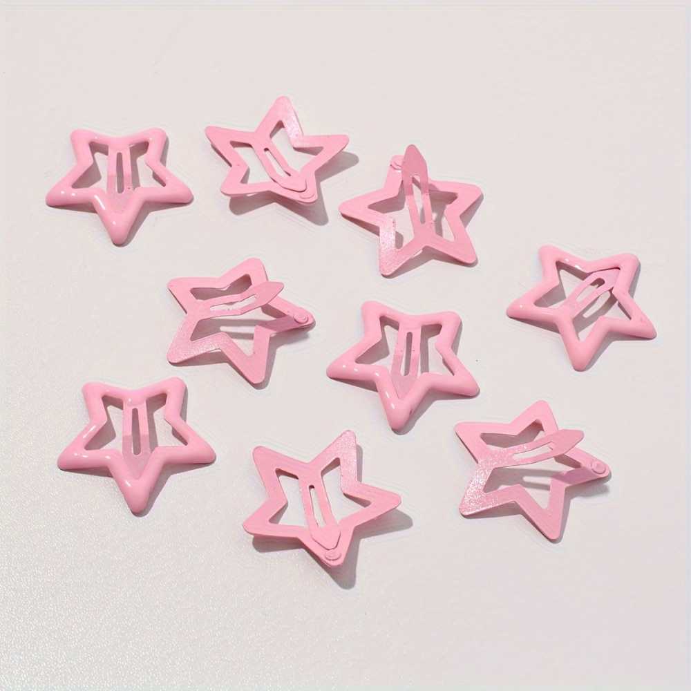 10pcs Pink Star Hair Clips for Girls Cute Y2K Metal Snap Barrettes