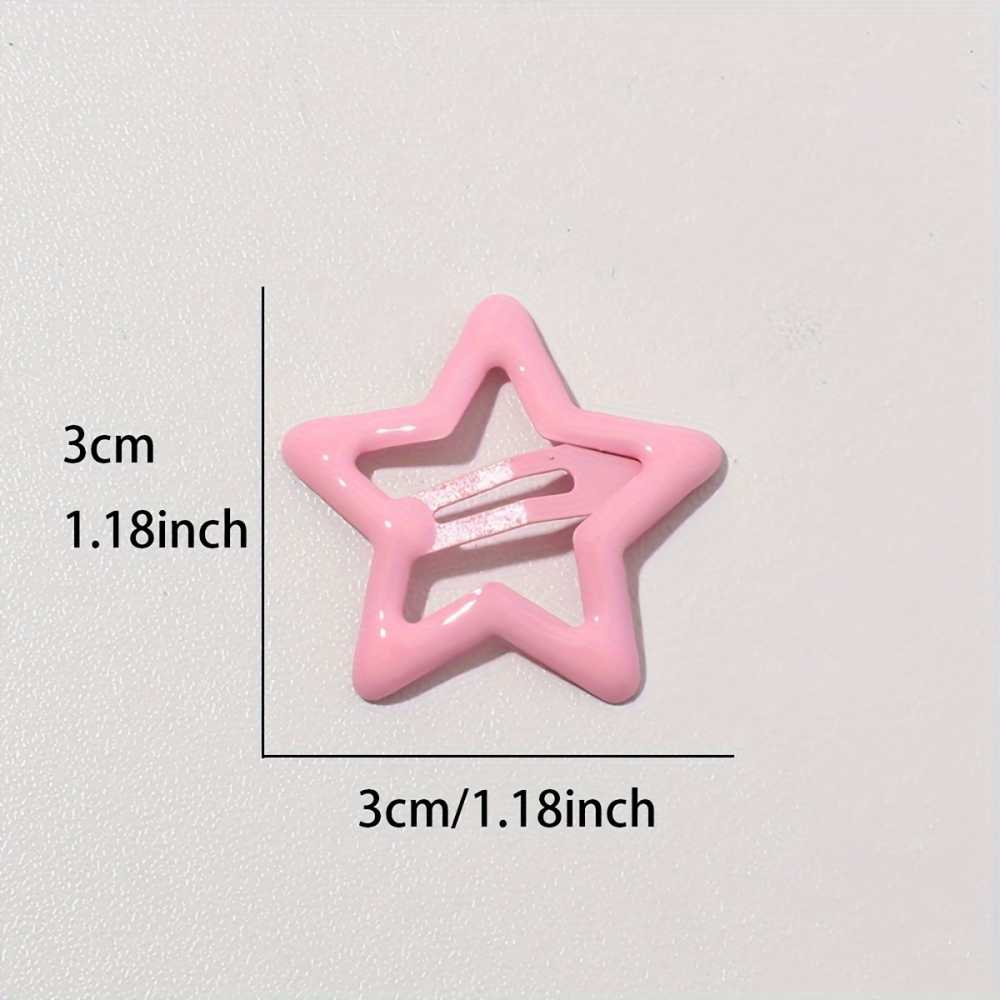10pcs Pink Star Hair Clips for Girls Cute Y2K Metal Snap Barrettes