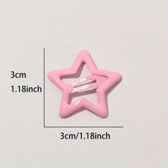 10pcs Pink Star Hair Clips for Girls Cute Y2K Metal Snap Barrettes