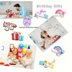 10pcs Adorable Resin Hair Clips Set for Girls Rainbow and Unicorn Designs
