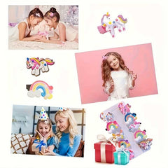 10pcs Adorable Resin Hair Clips Set for Girls Rainbow and Unicorn Designs