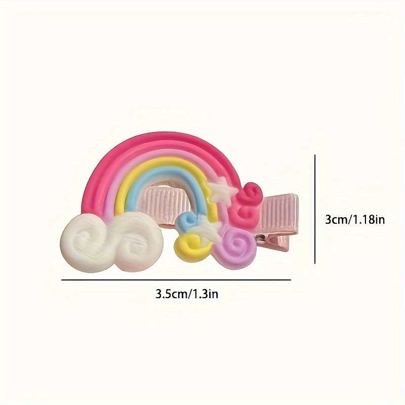 10pcs Adorable Resin Hair Clips Set for Girls Rainbow and Unicorn Designs