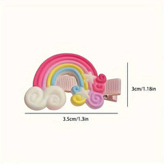 10pcs Adorable Resin Hair Clips Set for Girls Rainbow and Unicorn Designs