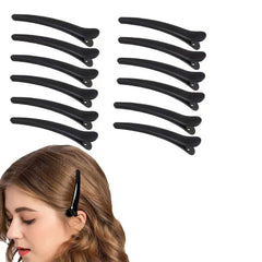 12 Piece Black Frosted Duckbill Hair Clips Vintage Salon Quality Styling Accessories