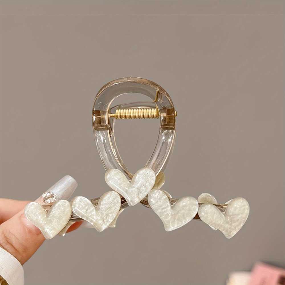 Trendy Love Heart Decorative Hair Claw Clip Large Non Slip for Women