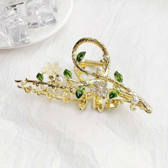 Elegant Floral Hair Claw with Faux Pearls and Rhinestones Decoration