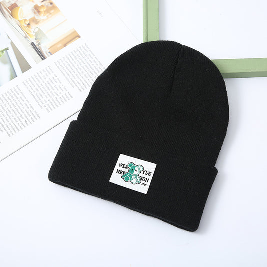 Warm Knitted Hat Bear Men Women Autumn Winter