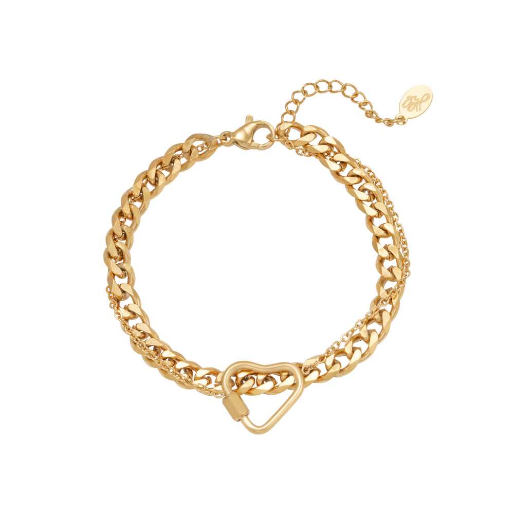 Women's Stainless Steel Double Chain Heart Charm Bracelet