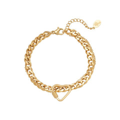 Women's Stainless Steel Double Chain Heart Charm Bracelet