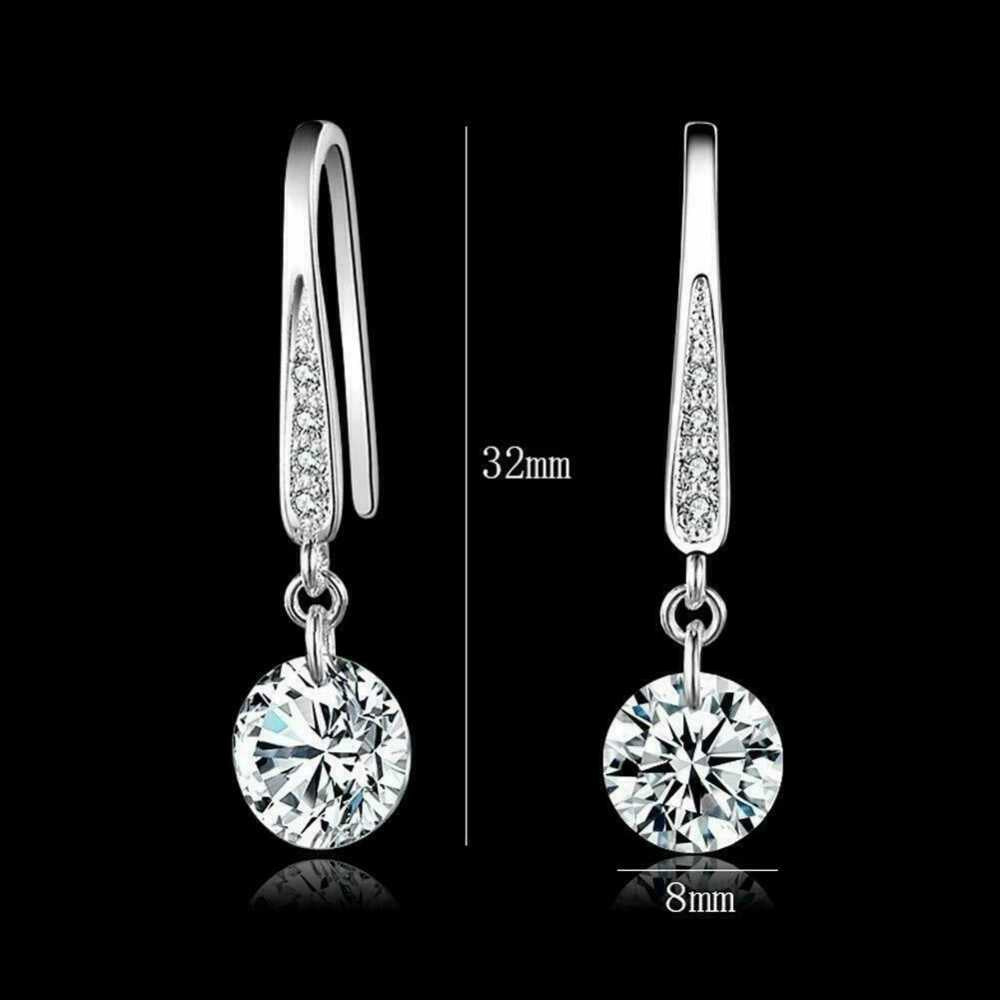 Women's Silver Plated Cubic Zirconia Halo Drop Hoop Earrings