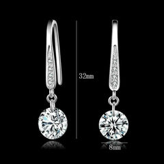 Women's Silver Plated Cubic Zirconia Halo Drop Hoop Earrings