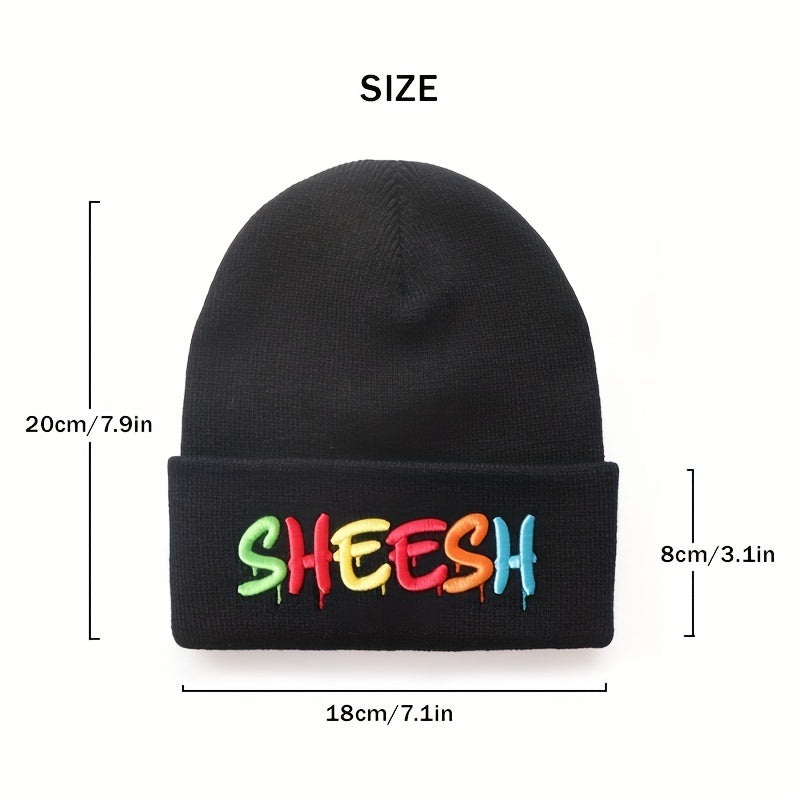 SHEESH Embroidery Cold Hat Warm Knitted Wool Hat For Men And Women