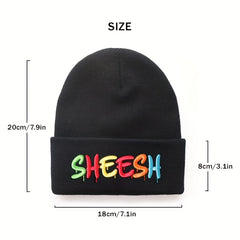 SHEESH Embroidery Cold Hat Warm Knitted Wool Hat For Men And Women