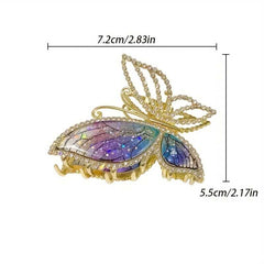Butterfly Hair Claw Clip With Bright Rhinestones And Metal Shark Design