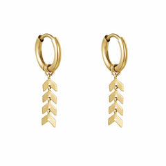 Women's Stainless Steel Drop And Dangle Fishbone Earrings
