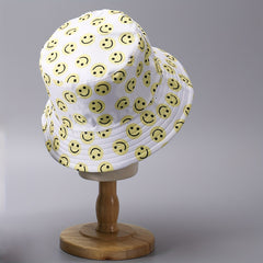Spring Fisherman Hat Print Happy Face Thin Breathable Small Brim Basin Hat