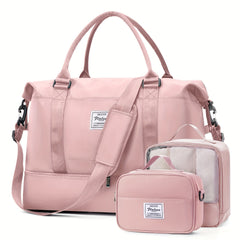 3 Piece Travel Bag Set Large Capacity Carry on Tote For Women