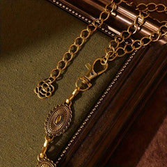 Boho Carved Metal Waistband Vintage Gold Adjustable Chain Belt for Women