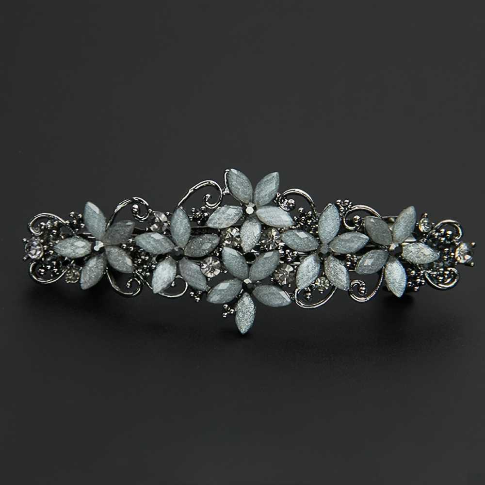 Vintage Elegant Flower Rhinestone Hairpin A Stylish Spring Clip For Ponytails