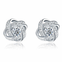Women's Silver Plated Celtic Knot Stud With Cubic Zirconia