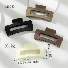4 Pcs Rectangle Hair Claw Clips Strong Hold Easy Styling Accessories