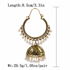 Women's Gold Plated Faux Pearl Tassel Drop Dangle Earring