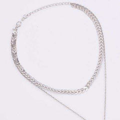 Women's three layered Boho Fishbone Choker Palm Pendant Necklace