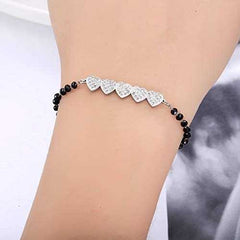 Women's  Rose Gold Plated Quints Zirconia Heart Beaded Bracelet