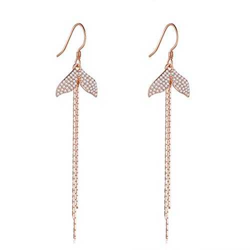 Women's Silver Plated Fishtail Chain Tassel Drop Earrings